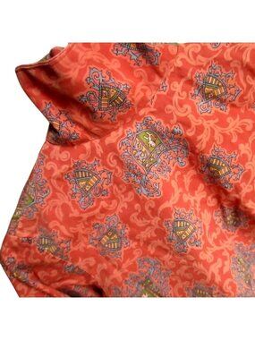 Girls 8 Vintage Shirt Coral Paisley Print Half Zip Pullover Shirt Heraldic Print